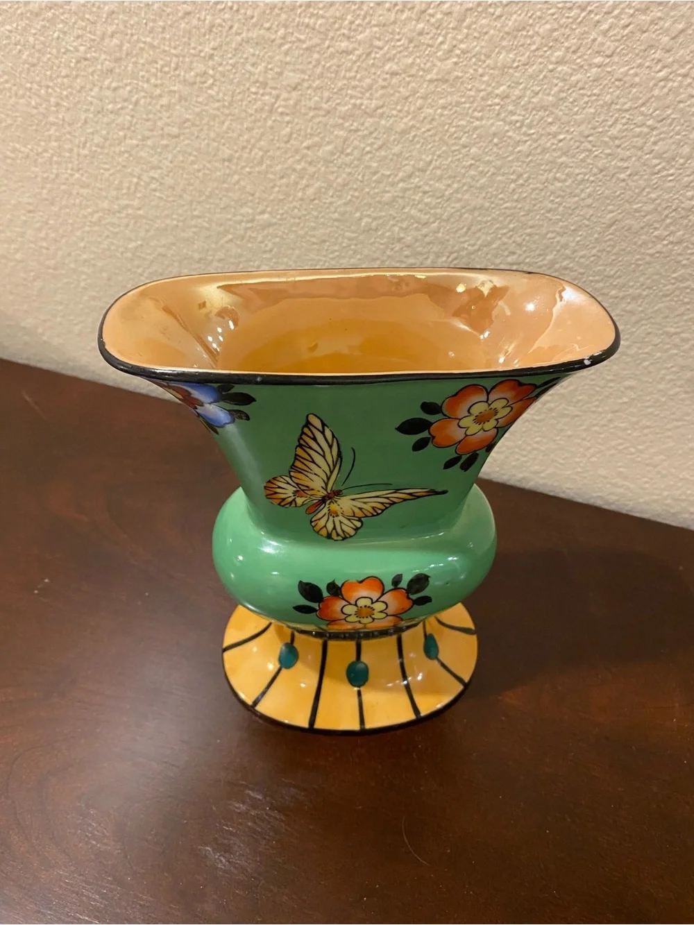 Vintage Sakuraware Japan Hand Painted Butterfly Flower Vase
